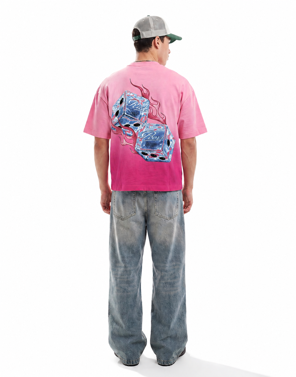 RICH DIE POOR DIE Pink Sunfade Ombré Boxy Fit T-shirt
