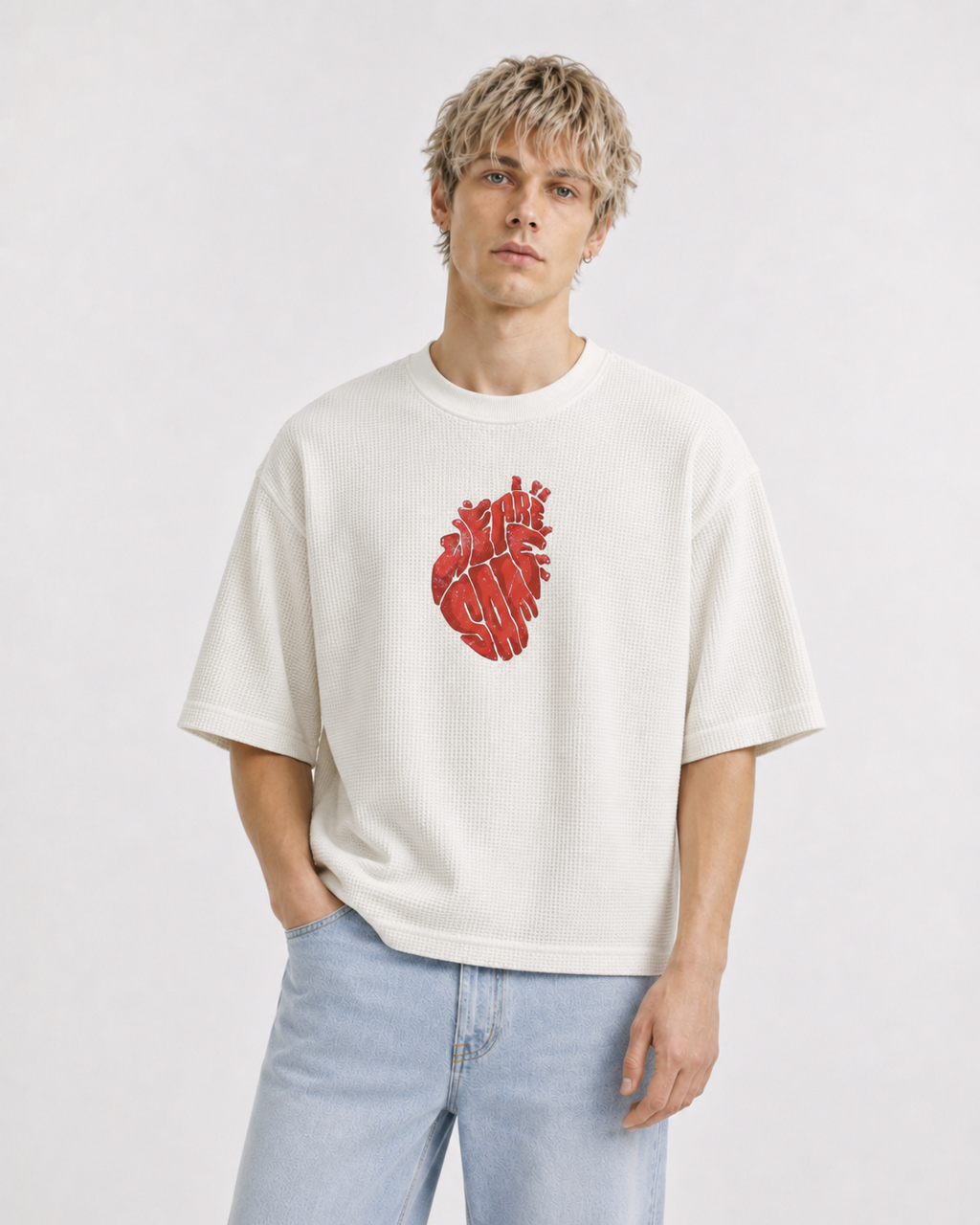 DREAD HEART BOXY FIT WAFFLE T-SHIRT
