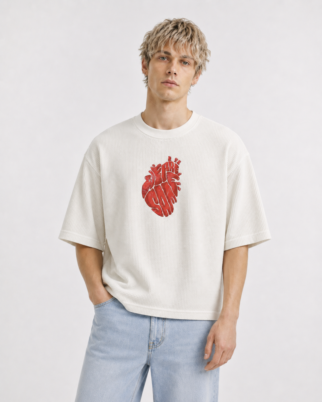 DREAD HEART BOXY FIT WAFFLE T-SHIRT
