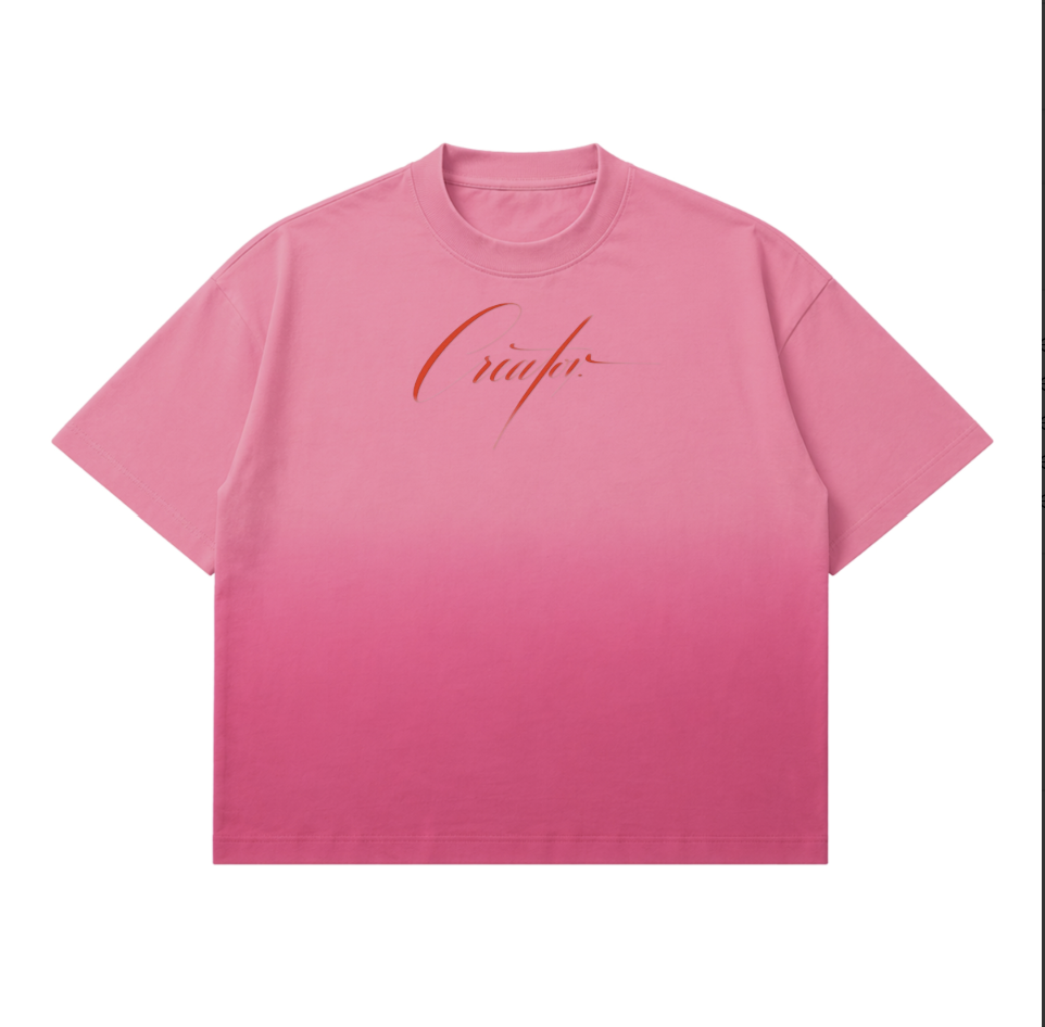 RICH DIE POOR DIE Pink Sunfade Ombré Boxy Fit T-shirt