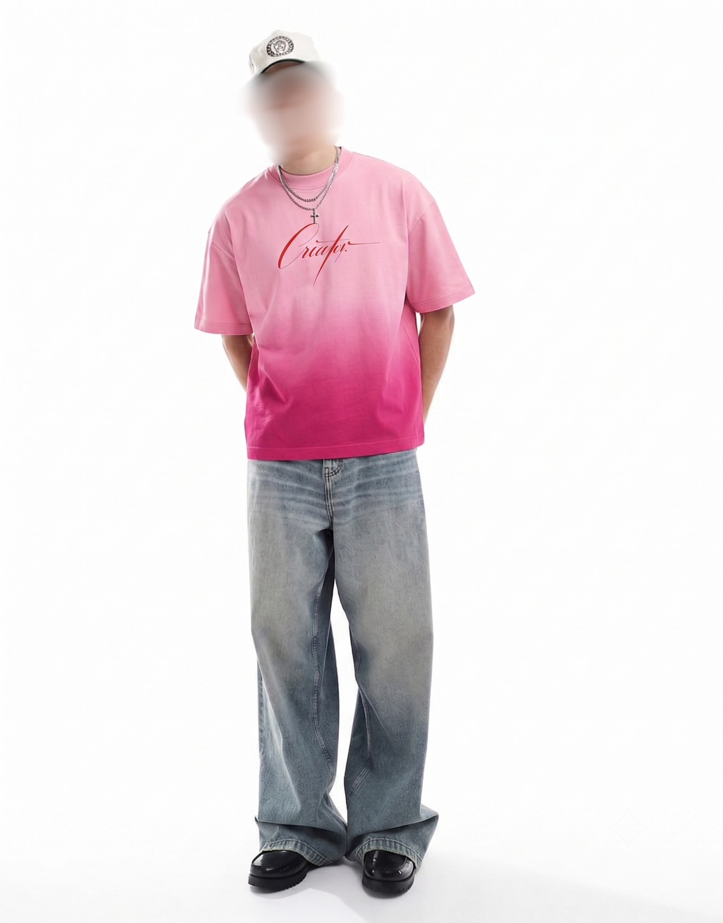 RICH DIE POOR DIE Pink Sunfade Ombré Boxy Fit T-shirt